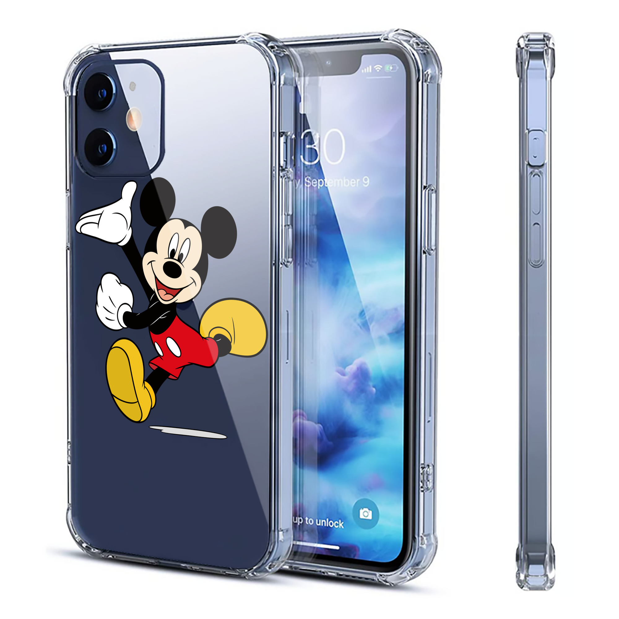 （画像用） ミッキーマウス Mickey Mouse 【iPhone 12シリーズ対応】透明スマホケース（クリアソフトケース）